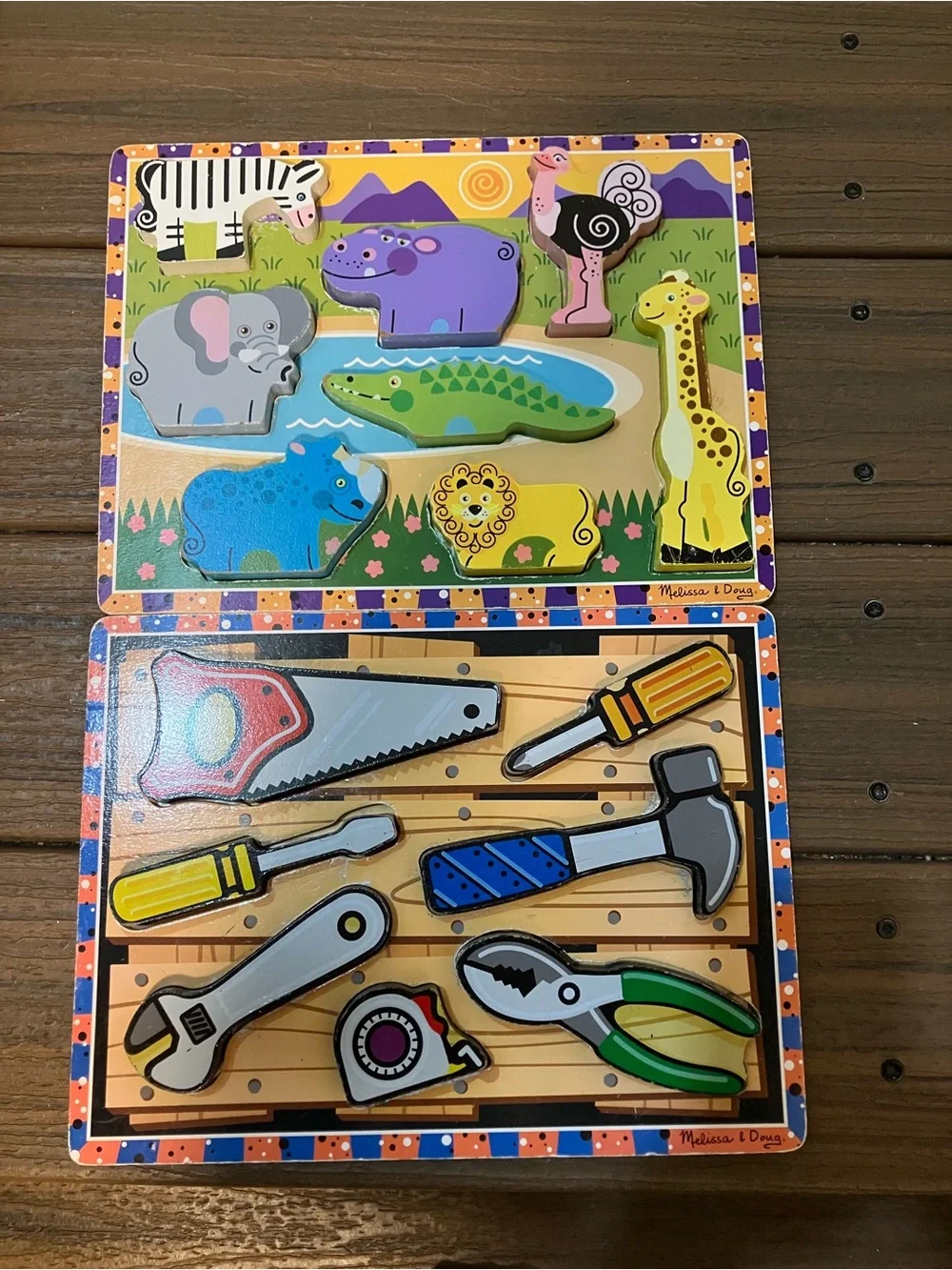 Melissa and Doug tool and animal puzzle set